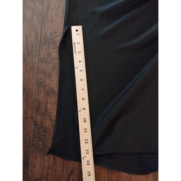 ZARA Basic Black Midi Slip Dress Cowl Neck Spaghetti Straps Sz M - Picture 13 of 14